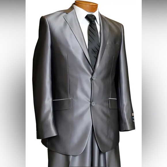 GIANNI UOMO GOLD LABEL SUPER 140’S MENS CHARCOAL 2 PCS SUIT-SIZE 38R - Picture 1 of 13